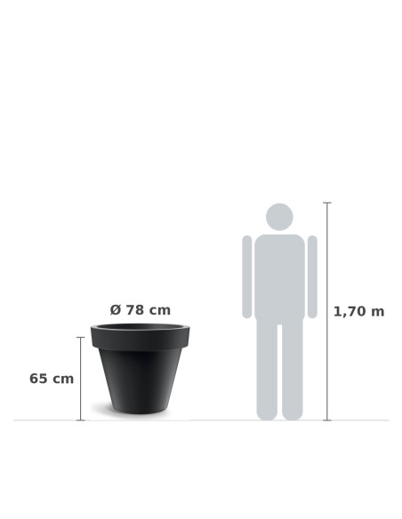 Pflanzkübel rund Ø78 × 65 cm matt, 130 L – Schwarz | Töpferkönig