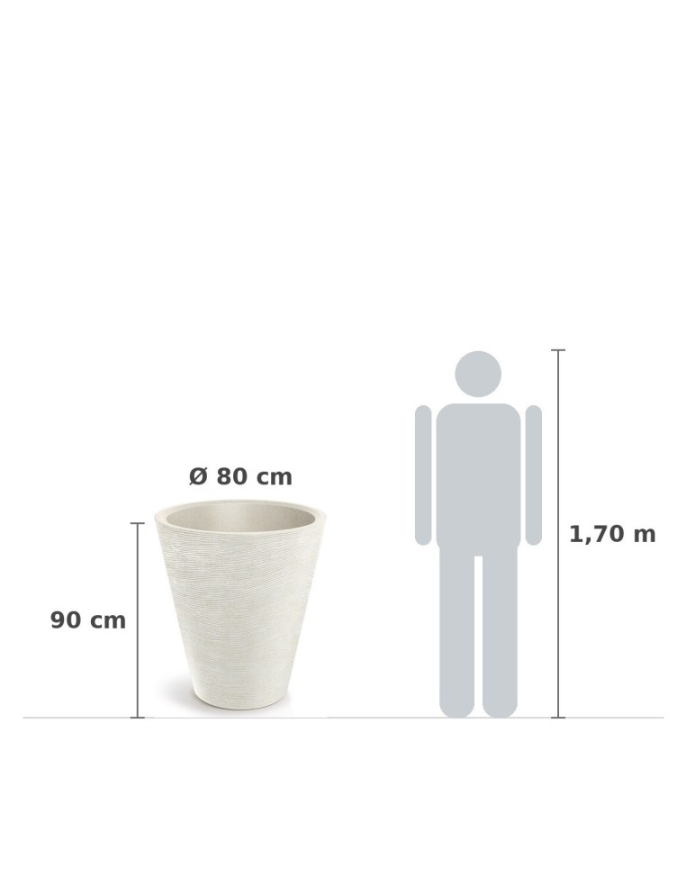 Pflanzkübel rund Ø80 × 90 cm Steinoptik, 111 L – Sand | Töpferkönig