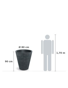 Pflanzkübel rund Ø80 × 90 cm Steinoptik, 111 L – Schwarz-Granit | Töpferkönig 2