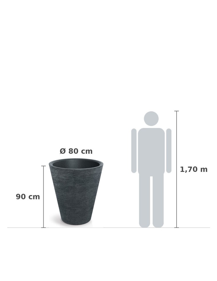 Pflanzkübel XXL rund Ø80 × 90 cm Steinoptik, 111 L – Schwarz-Granit | Töpferkönig