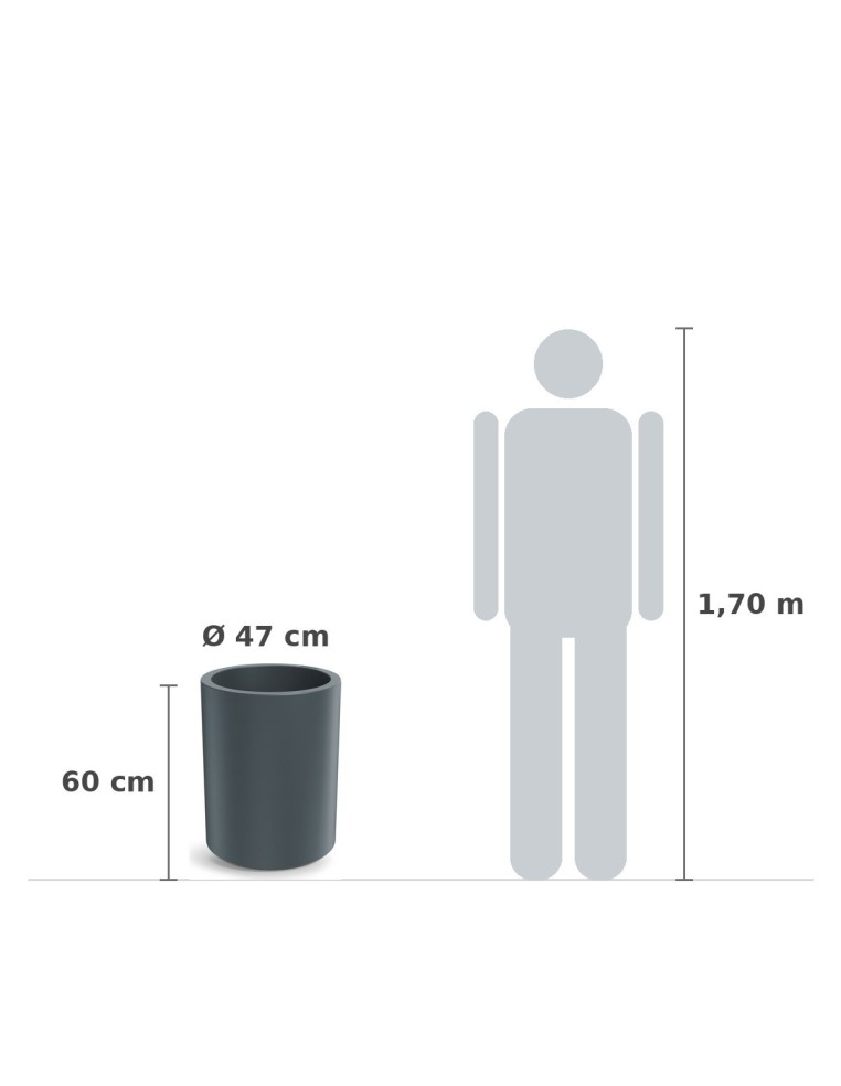 Pflanzkübel rund Ø47 × 60 cm matt, 37 L – Betongrau | Töpferkönig
