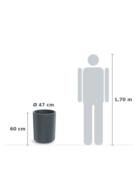 Pflanzkübel rund Ø47 × 60 cm matt, 37 L – Betongrau | Töpferkönig