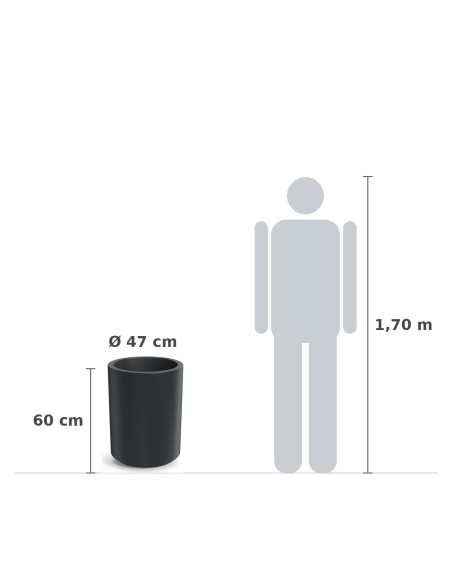 Pflanzkübel rund Ø47 × 60 cm matt, 37 L – Dunkelgrau | Töpferkönig