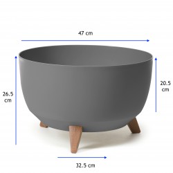Blumentopf Schale mit Füßen in Anthrazit, Größe XL