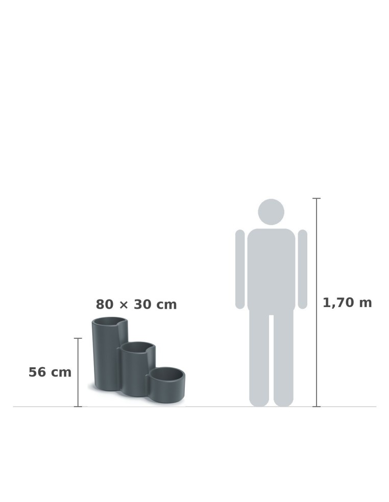 Pflanzgefäß Stufenform 80 × 30 × 56 cm matt, 21 L – Betongrau | Töpferkönig