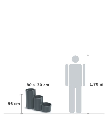 Pflanzgefäß Stufenform 80 × 30 × 56 cm matt, 21 L – Betongrau | Töpferkönig