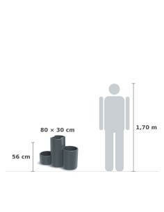 Pflanzgefäß Trio 80 × 30 × 56 cm matt, 21 L – Betongrau | Töpferkönig 2