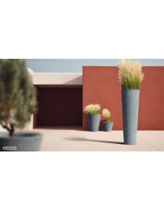 Blumentopf rund Ø40 × 34 cm Steinoptik, 22 L – Granit | Töpferkönig 2