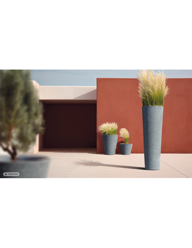 Blumentopf rund Ø48 × 38 cm Steinoptik, 41 L – Granit | Töpferkönig