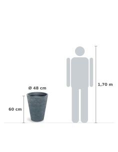 Pflanzkübel rund Ø48 × 60 cm Steinoptik, 66 L – Granit | Töpferkönig 2