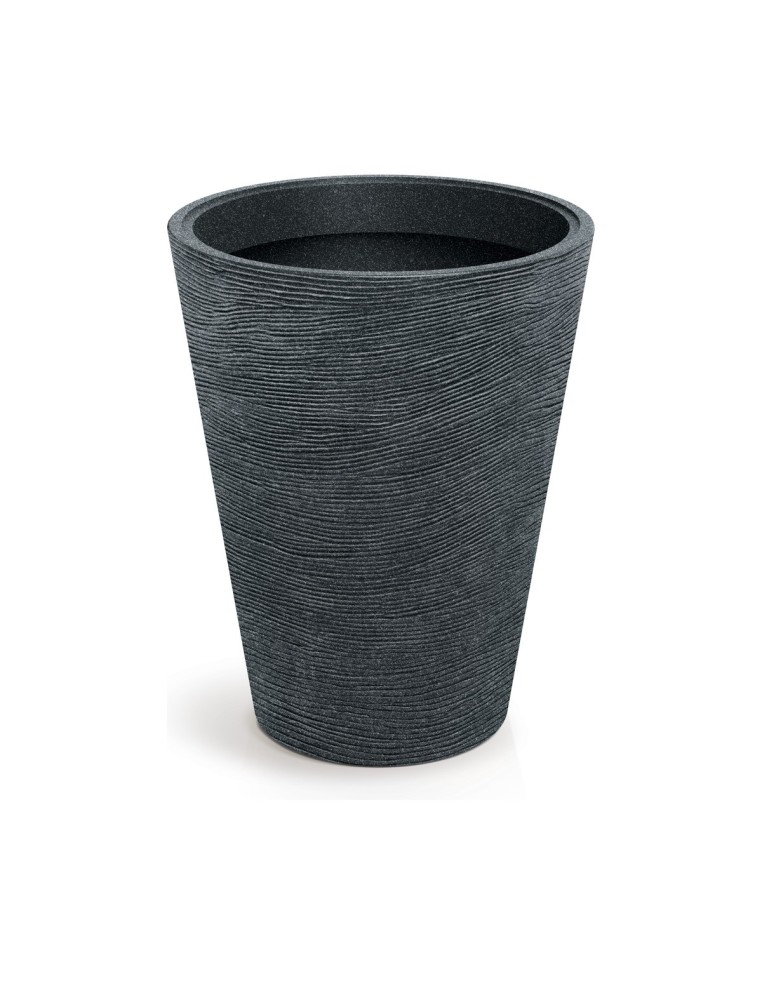 Pflanzkübel rund Ø48 × 60 cm Steinoptik, 66 L – Schwarz-Granit | Töpferkönig