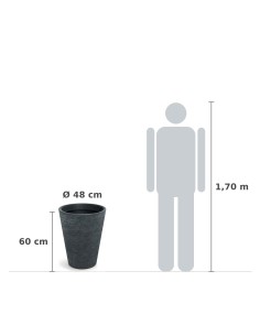 Pflanzkübel rund Ø48 × 60 cm Steinoptik, 66 L – Schwarz-Granit | Töpferkönig 2