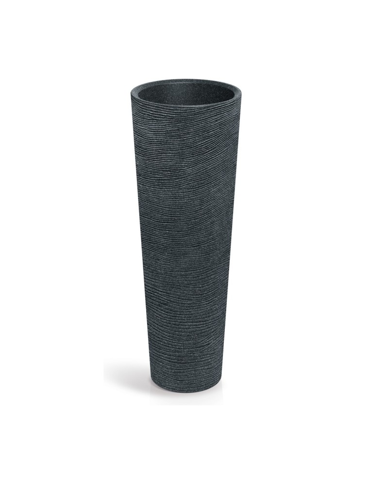 Pflanzsäule rund Ø40 × 110 cm Steinoptik, 18 L – Schwarz-Granit | Töpferkönig