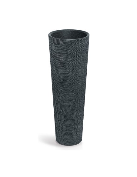 Pflanzsäule XXL rund Ø40 × 110 cm Steinoptik, 18 L – Schwarz-Granit | Töpferkönig