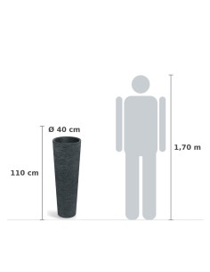 Pflanzsäule XXL rund Ø40 × 110 cm Steinoptik, 18 L – Schwarz-Granit | Töpferkönig 2