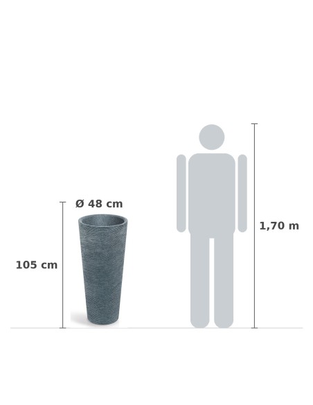 Pflanzsäule XXL rund Ø48 × 105 cm Steinoptik, 33 L – Granit | Töpferkönig