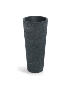 Pflanzsäule rund Ø48 × 105 cm Steinoptik, 33 L – Schwarz-Granit | Töpferkönig