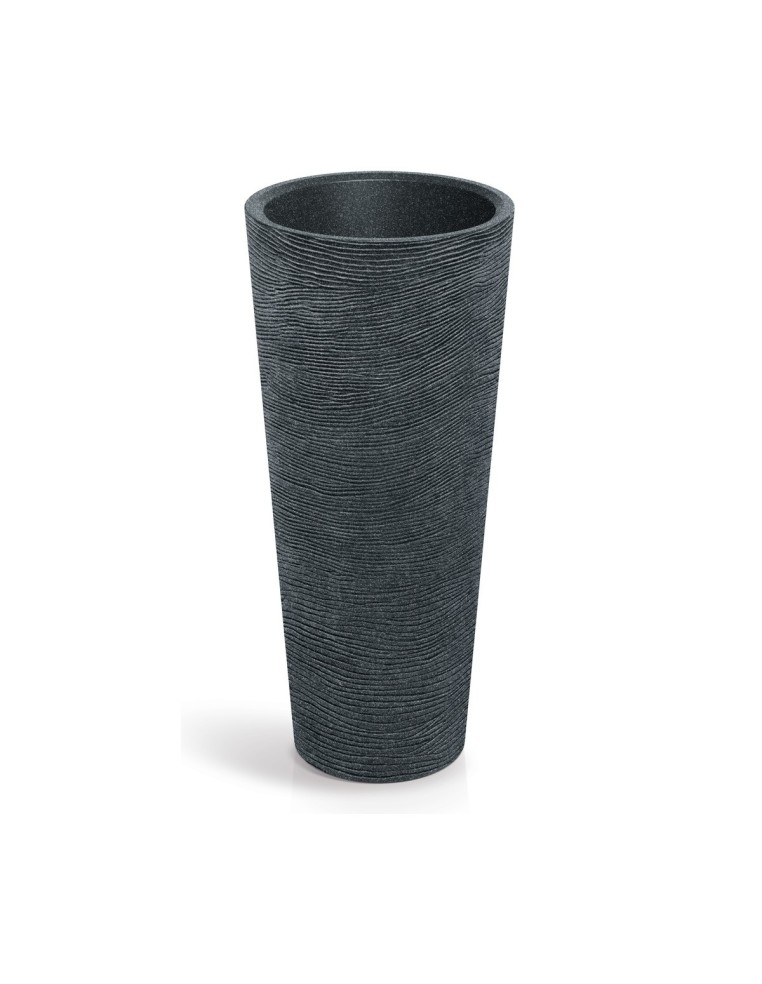 Pflanzsäule rund Ø48 × 105 cm Steinoptik, 33 L – Schwarz-Granit | Töpferkönig