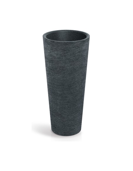 Pflanzsäule XXL rund Ø48 × 105 cm Steinoptik, 33 L – Schwarz-Granit | Töpferkönig
