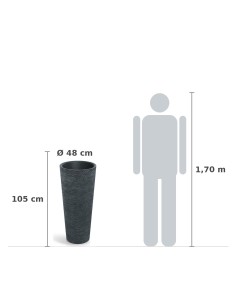 Pflanzsäule XXL rund Ø48 × 105 cm Steinoptik, 33 L – Schwarz-Granit | Töpferkönig 2