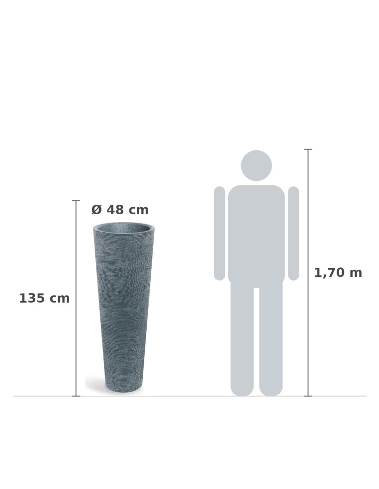 Pflanzsäule XXL rund Ø48 × 135 cm Steinoptik, 33 L – Granit | Töpferkönig