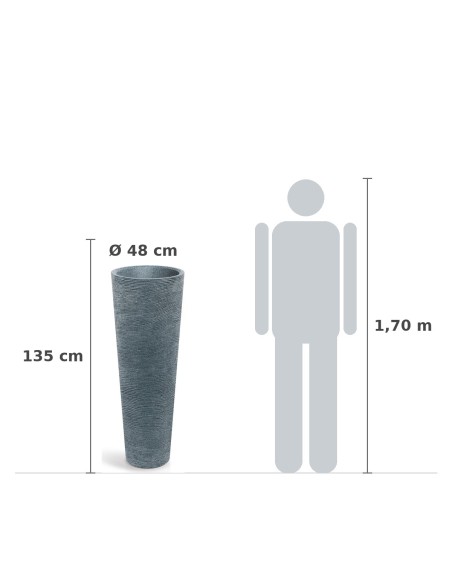 Pflanzsäule rund Ø48 × 135 cm Steinoptik, 33 L – Granit | Töpferkönig