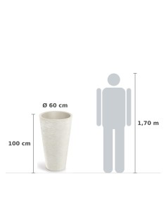 Pflanzkübel XXL rund Ø60 × 100 cm Steinoptik, 62 L – Sand | Töpferkönig 2