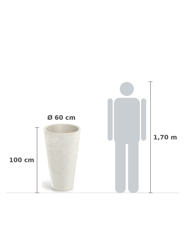 Pflanzkübel rund Ø60 × 100 cm Steinoptik, 62 L – Sand | Töpferkönig