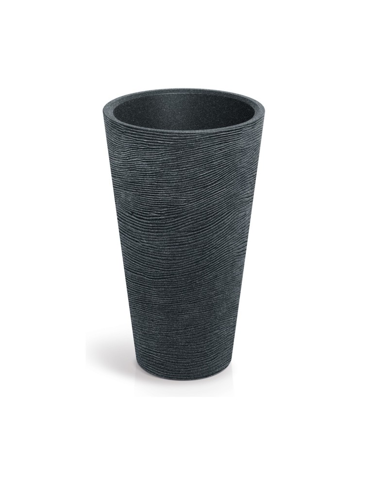 Pflanzkübel rund Ø60 × 100 cm Steinoptik, 62 L – Schwarz-Granit | Töpferkönig