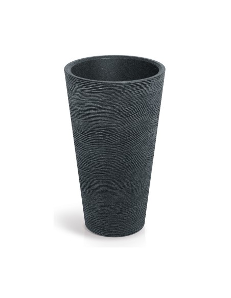 Pflanzkübel rund Ø60 × 100 cm Steinoptik, 62 L – Schwarz-Granit | Töpferkönig