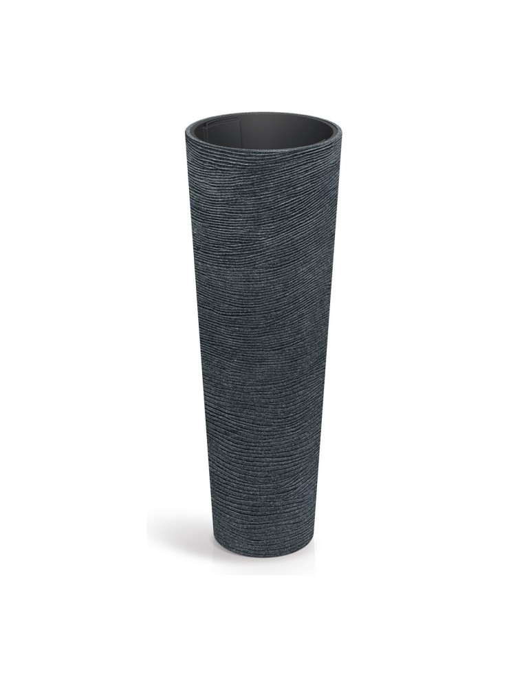 Pflanzsäule rund Ø40 × 110 cm Steinoptik, 20 L – Schwarz-Granit | Töpferkönig
