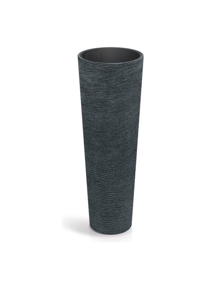 Pflanzsäule rund Ø40 × 110 cm Steinoptik, 20 L – Schwarz-Granit | Töpferkönig