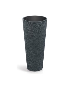 Pflanzsäule rund Ø48 × 105 cm Steinoptik, 31 L – Schwarz-Granit | Töpferkönig