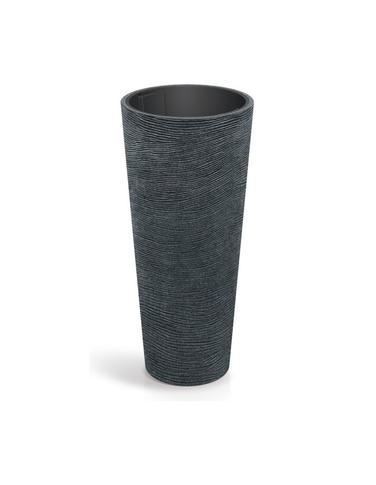 Pflanzsäule rund Ø48 × 105 cm Steinoptik, 31 L – Schwarz-Granit | Töpferkönig