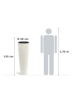 Pflanzsäule XXL rund Ø48 × 135 cm Steinoptik, 31 L – Sand | Töpferkönig 2