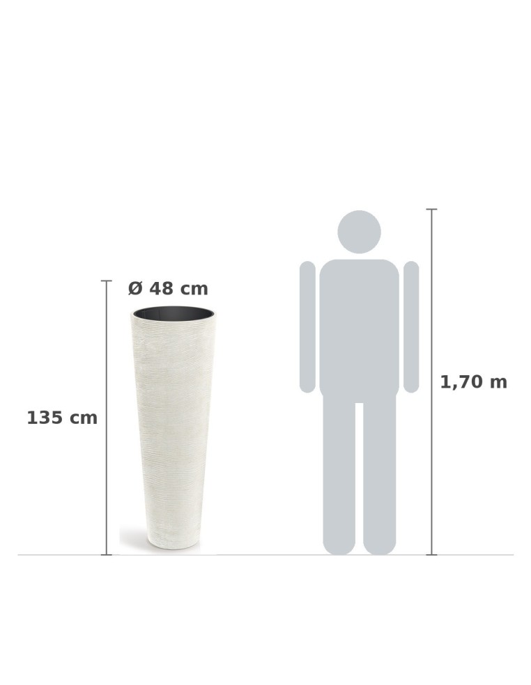 Pflanzsäule XXL rund Ø48 × 135 cm Steinoptik, 31 L – Sand | Töpferkönig