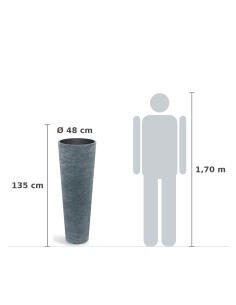 Pflanzsäule XXL rund Ø48 × 135 cm Steinoptik, 31 L – Granit | Töpferkönig 2