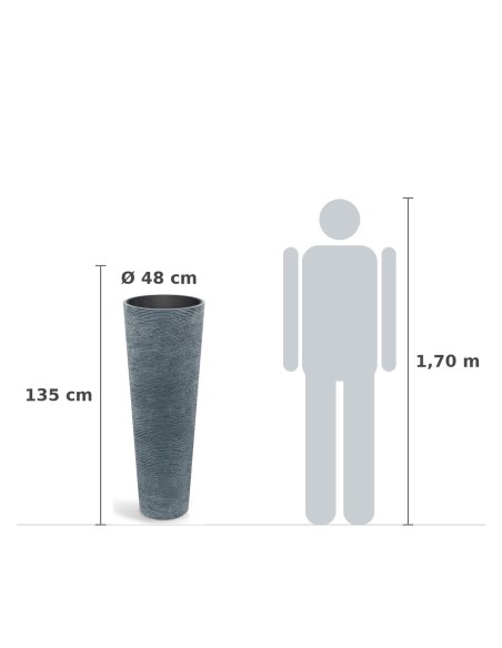 Pflanzsäule rund Ø48 × 135 cm Steinoptik, 31 L – Granit | Töpferkönig