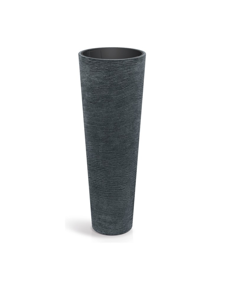 Pflanzsäule XXL rund Ø48 × 135 cm Steinoptik, 31 L – Schwarz-Granit | Töpferkönig