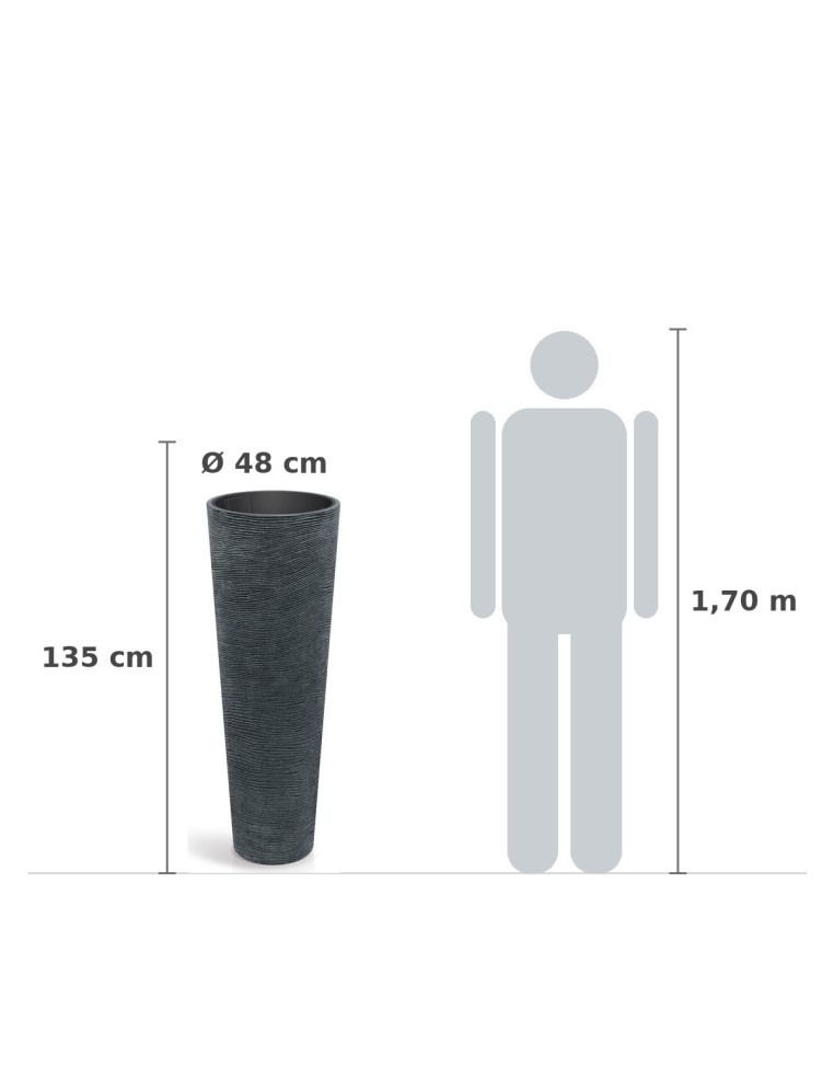 Pflanzsäule rund Ø48 × 135 cm Steinoptik, 31 L – Schwarz-Granit | Töpferkönig