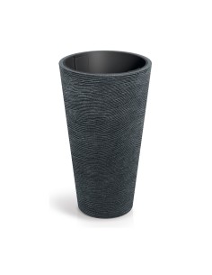 Pflanzkübel XXL rund Ø60 × 100 cm Steinoptik, 56 L – Schwarz-Granit | Töpferkönig