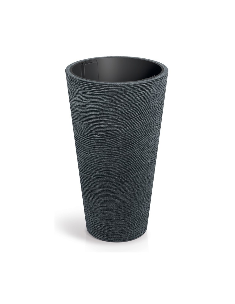 Pflanzkübel rund Ø60 × 100 cm Steinoptik, 56 L – Schwarz-Granit | Töpferkönig