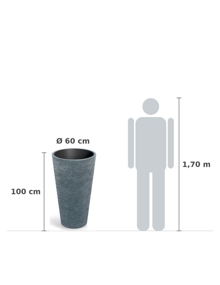 Pflanzkübel rund Ø60 × 100 cm Steinoptik, 56 L – Granit | Töpferkönig