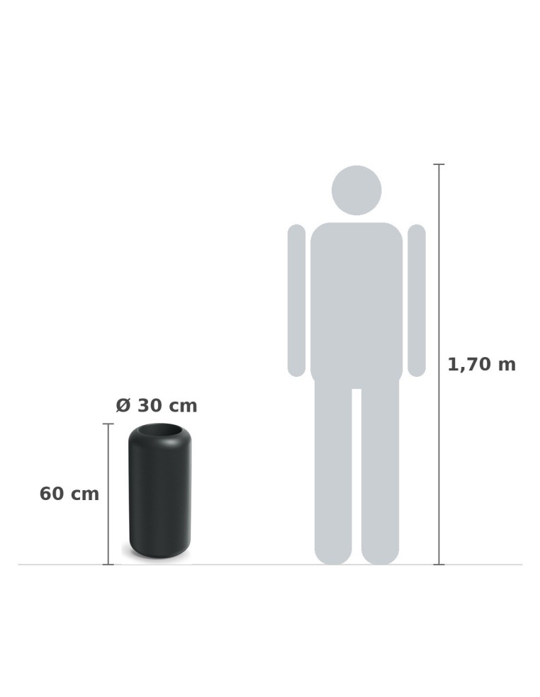 Pflanzsäule rund Ø30 × 60 cm matt, 8 L – Dunkelgrau | Töpferkönig