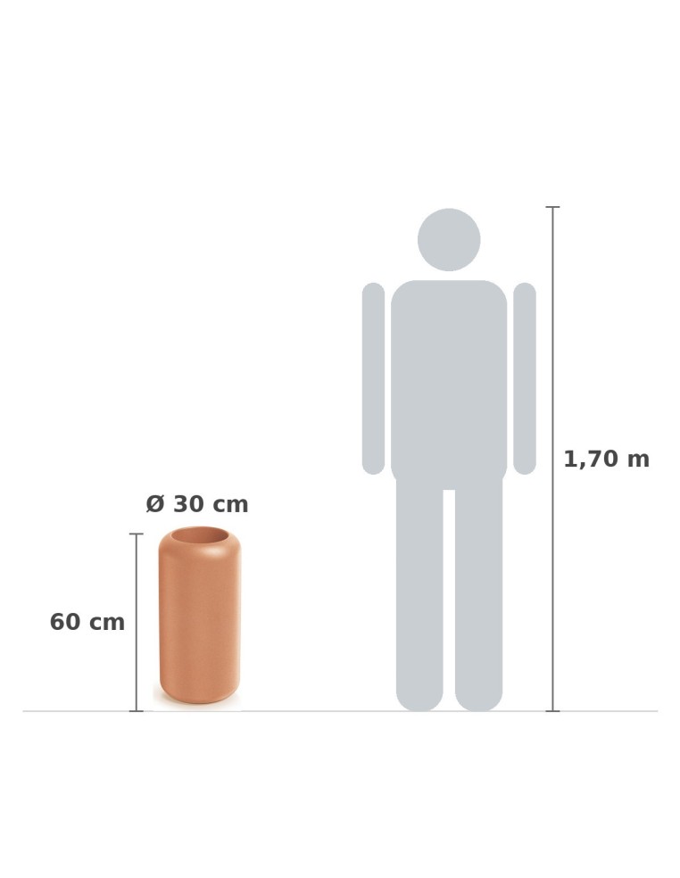 Pflanzsäule rund Ø30 × 60 cm matt, 8 L – Terrakotta | Töpferkönig