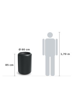 Pflanzkübel rund Ø60 × 85 cm matt, 31 L – Dunkelgrau | Töpferkönig 2