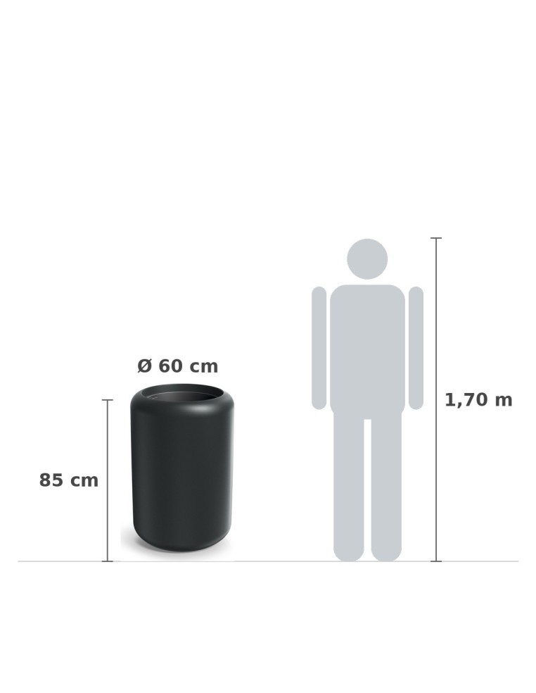 Pflanzkübel rund Ø60 × 85 cm matt, 31 L – Dunkelgrau | Töpferkönig
