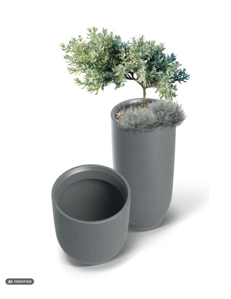 Blumentopf rund Ø40 × 40 cm matt, 16 L – Granit hell | Töpferkönig