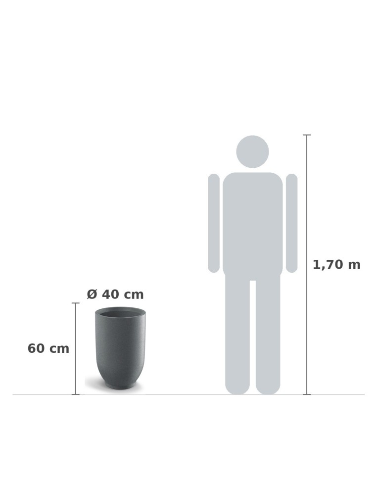 Pflanzkübel rund Ø40 × 60 cm matt, 52 L – Granit hell | Töpferkönig