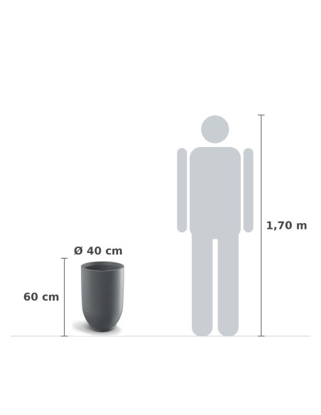 Pflanzkübel rund Ø40 × 60 cm matt, 52 L – Granit hell | Töpferkönig